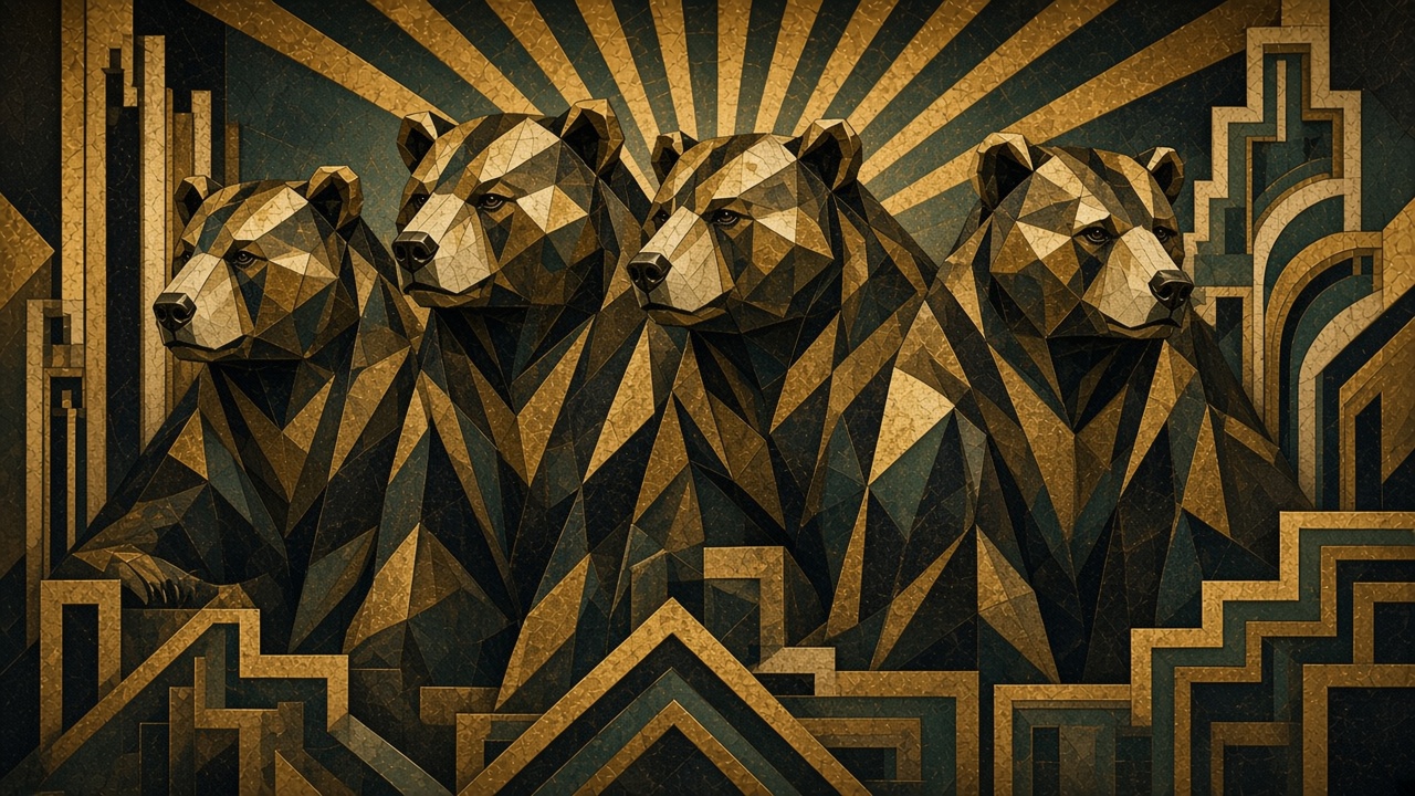 Art Deco cubist bears